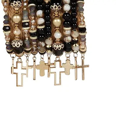 Jewelry - Beaded Cross Stackbracelets, 10 Pieces