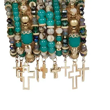 Jewelry - Beaded Cross Stackbracelets, 10 Pieces