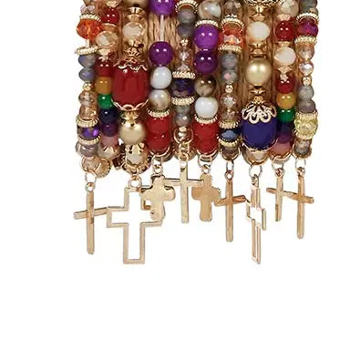 Jewelry - Beaded Cross Stackbracelets, 10 Pieces