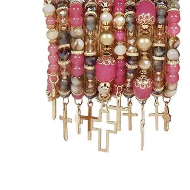 Jewelry - Beaded Cross Stackbracelets, 10 Pieces